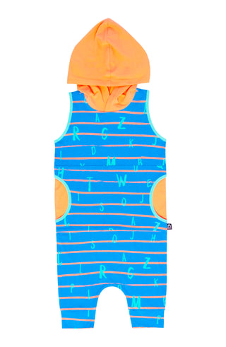 RAGS Apparel Kid's Tank Hooded Capri Peek Pocket Rag Romper Blue Size 12-18M