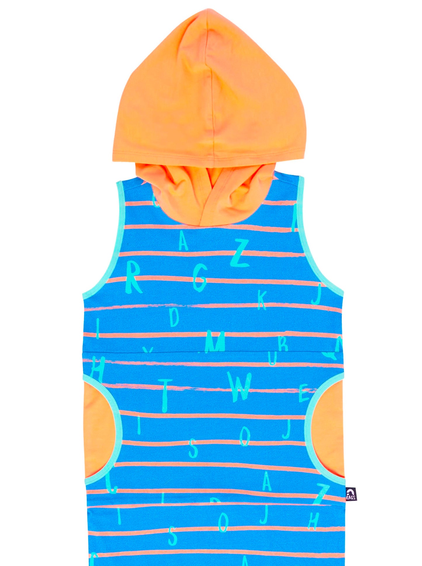 RAGS Apparel Kid's Tank Hooded Capri Peek Pocket Rag Romper Blue Size 12-18M