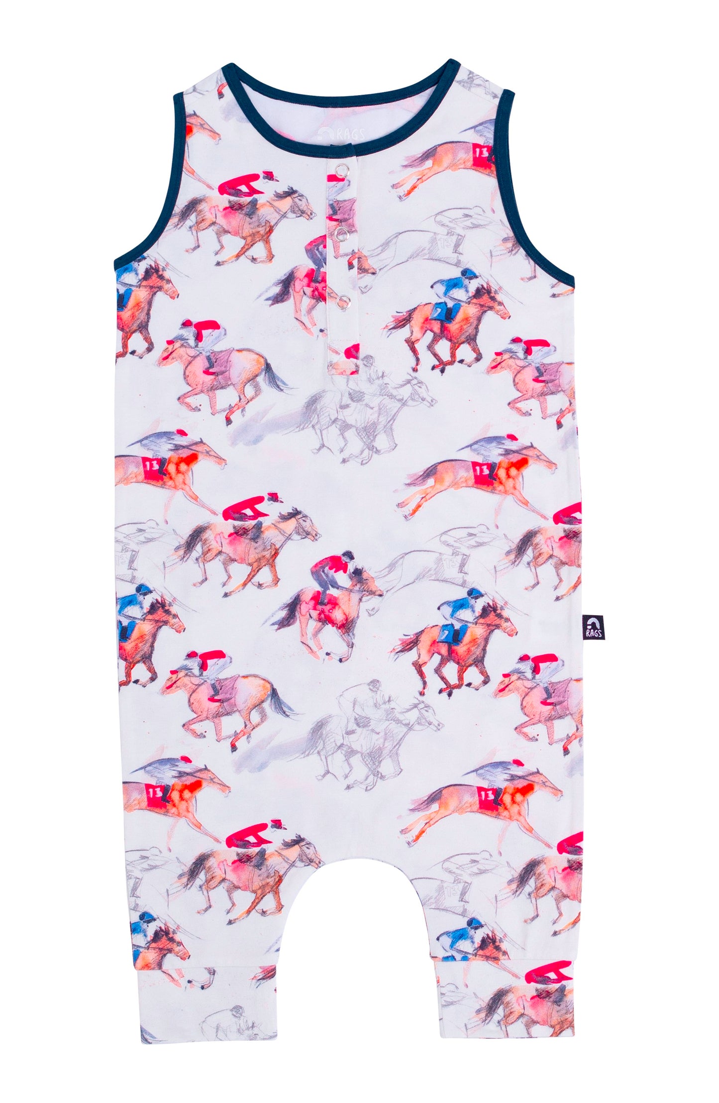 RAGS Apparel Kid's Tank Henley Capri Rag Romper White Size 12-18M