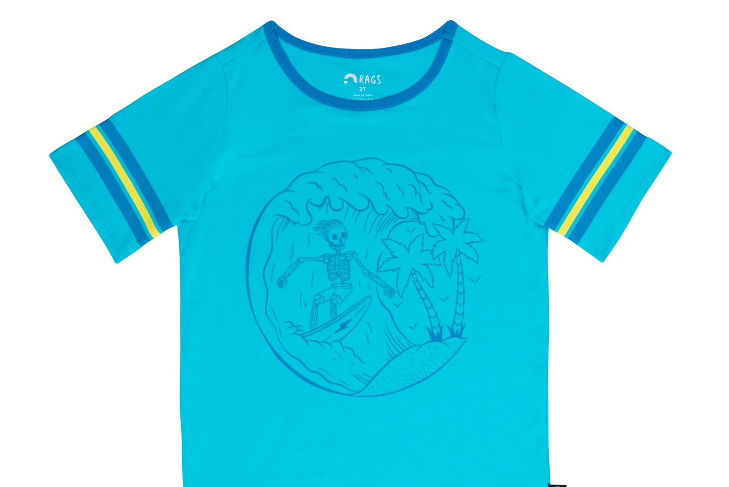 RAGS Apparel Kid's Essentials Retro Short Sleeve Short Rag Romper Blue Size 6-12M