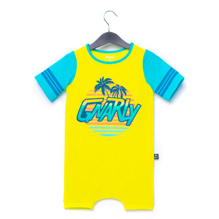 RAGS Apparel Kid's Short Sleeve Short Rag Romper Yellow Size 2T