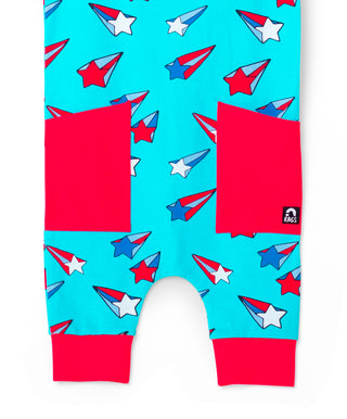 RAGS Apparel Kid's Tank Henley Capri Hip Pocket Rag Romper Blue Size 2T