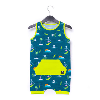 RAGS Apparel Kid's Tank Short Kangaroo Pocket Rag Romper Green Size Regular