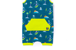 RAGS Apparel Kid's Tank Short Kangaroo Pocket Rag Romper Green Size Regular