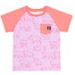 RAGS Apparel Kid's Short Raglan Sleeve Pocket Rounded Tee Pink Size 2T