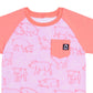 RAGS Apparel Kid's Short Raglan Sleeve Pocket Rounded Tee Pink Size 2T