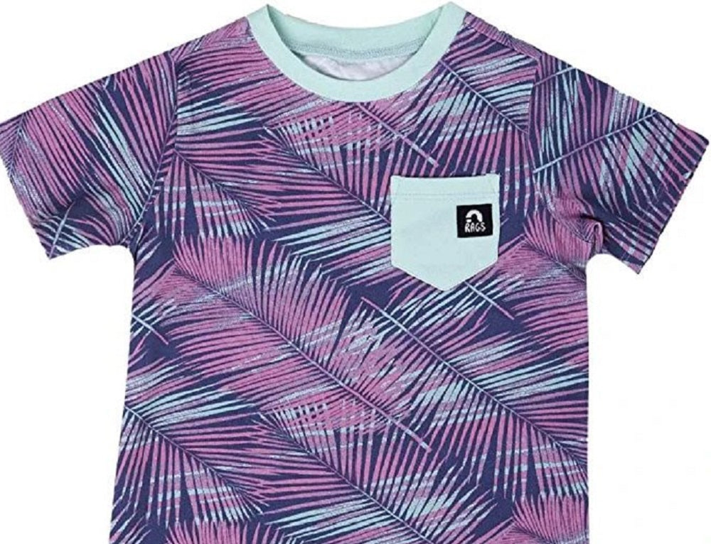 RAGS Apparel Kid's Short Raglan Sleeve Rounded Tee Blue Size 3 years