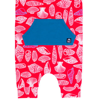 RAGS Apparel Kid's Tank Kangaroo Pocket Hooded Capri Rag Romper Red Size 18-24M