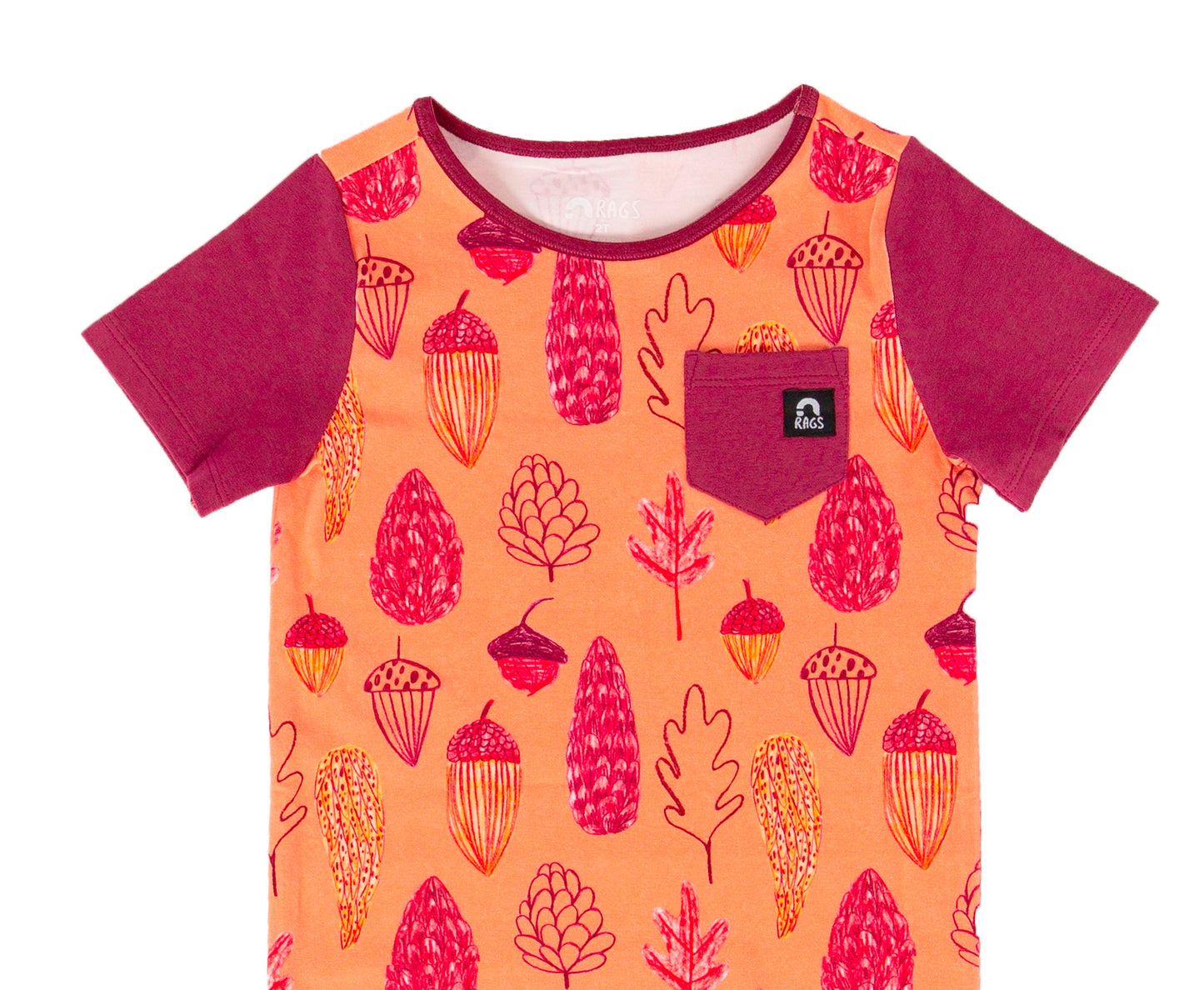 RAGS Apparel Kid's Short Sleeve Pocket Rag Romper Orange Size 12-18M