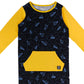 RAGS Apparel Kid's Long Sleeve Kangaroo Pocket Rag Romper Black Size 2T