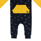 RAGS Apparel Kid's Long Sleeve Kangaroo Pocket Rag Romper Black Size 2T