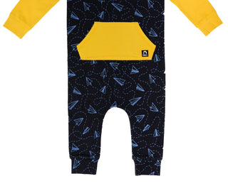 RAGS Apparel Kid's Long Sleeve Kangaroo Pocket Rag Romper Black Size 2T