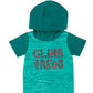 RAGS Apparel Kid's Short Sleeve Kangaroo Pocket Hooded Rag Romper Green Size 2T