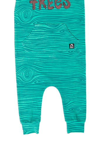 RAGS Apparel Kid's Short Sleeve Kangaroo Pocket Hooded Rag Romper Green Size 2T