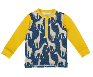 RAGS Apparel Kid's Long Sleeve Henley Tee Blue Size 7-8Y