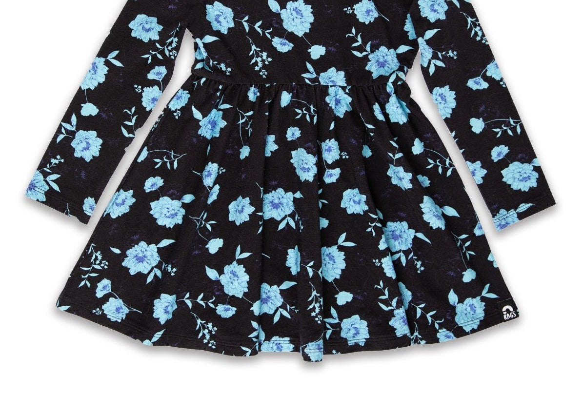RAGS Apparel Kid's Long Sleeve Swing Dress Blue Size 3 years