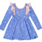 RAGS Apparel Kid's Long Sleeve Ruffle Swing Dress Blue Size 2T