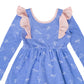 RAGS Apparel Kid's Long Sleeve Ruffle Swing Dress Blue Size 2T