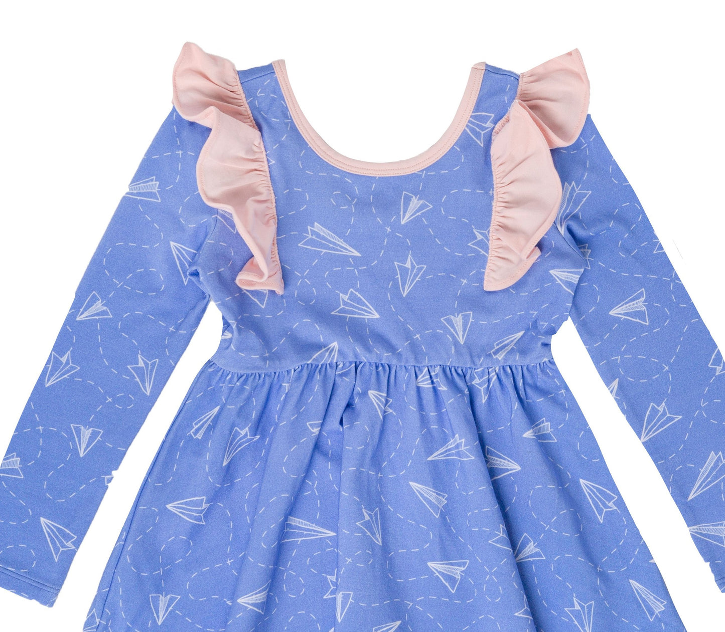RAGS Apparel Kid's Long Sleeve Ruffle Swing Dress Blue Size 2T