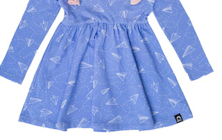 RAGS Apparel Kid's Long Sleeve Ruffle Swing Dress Blue Size 2T