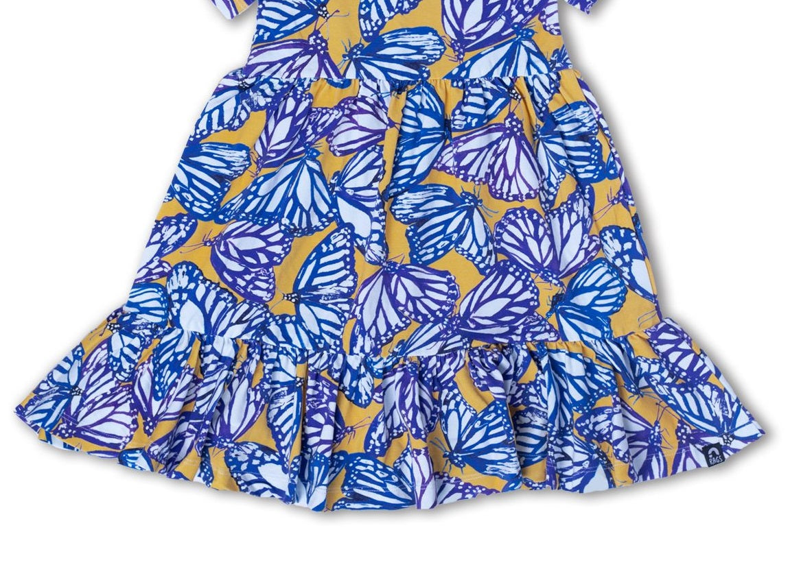 RAGS Apparel Kid's Short Sleeve Tiered Dress Blue Size 3 years