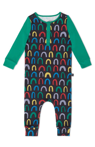 RAGS Apparel Kid's Long Sleeve Henley Rag Romper Black Size 3-6M