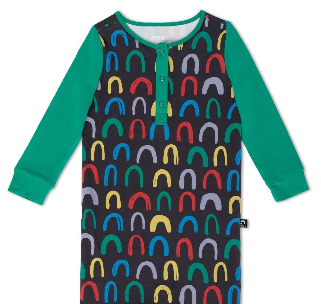 RAGS Apparel Kid's Long Sleeve Henley Rag Romper Black Size 3-6M