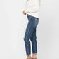 Judy Blue - Destroyed Cuffed Mid Rise Slim Fit Denim Jeans