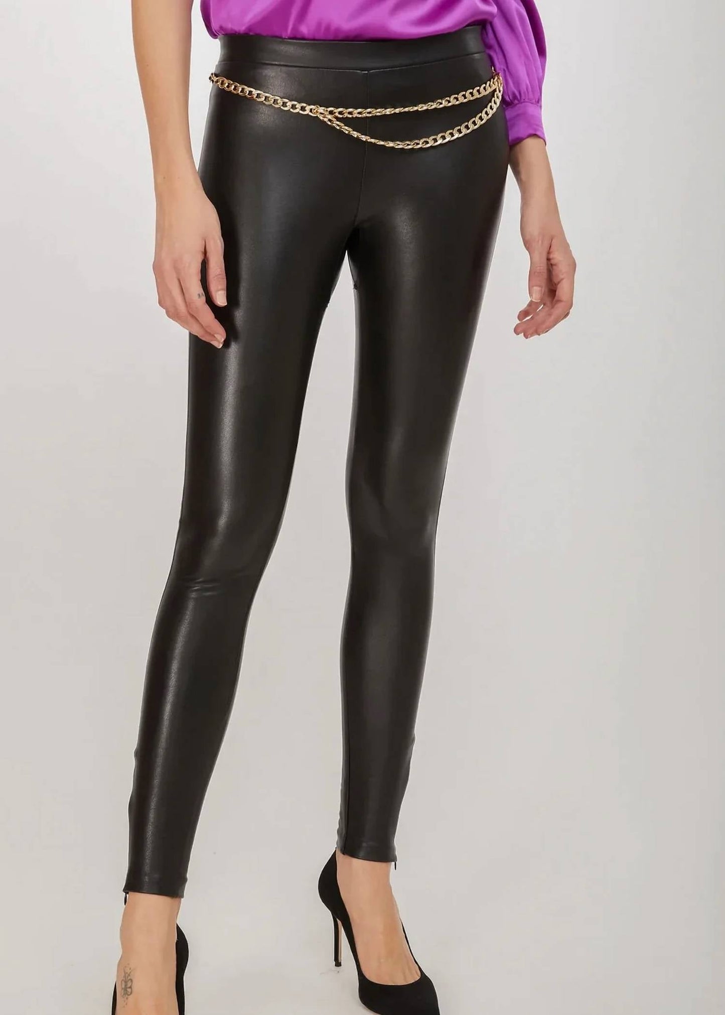 Generation Love - Vegan Leather Chain Trim Legging