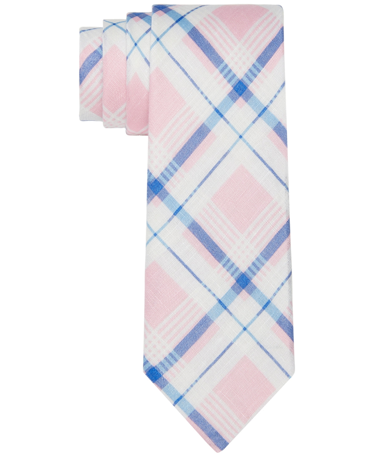 Tommy Hilfiger Robert Slim Pink Plaid Linen Tie