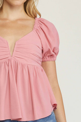 Entro - Bubble Sleeve Babydoll Top