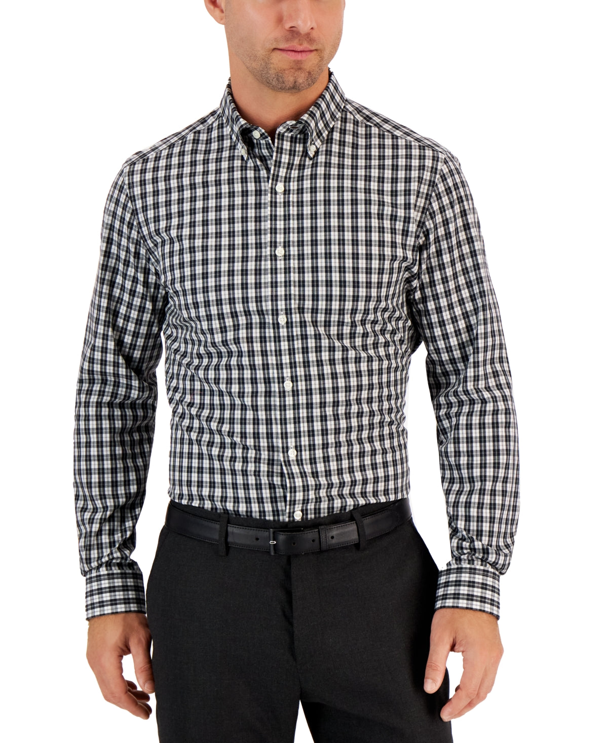 Club Room Men's Moral Slim-Fit Plaid Button-Down Performance Dress Shirt, Created for Macy's
