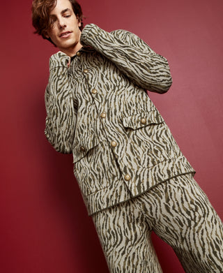 Mens Relaxed Fit Jacquard Sweater Jacket