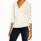 Topshop - V-Neck 3/4 Sleeve Belted Crepe Wrap Blouse