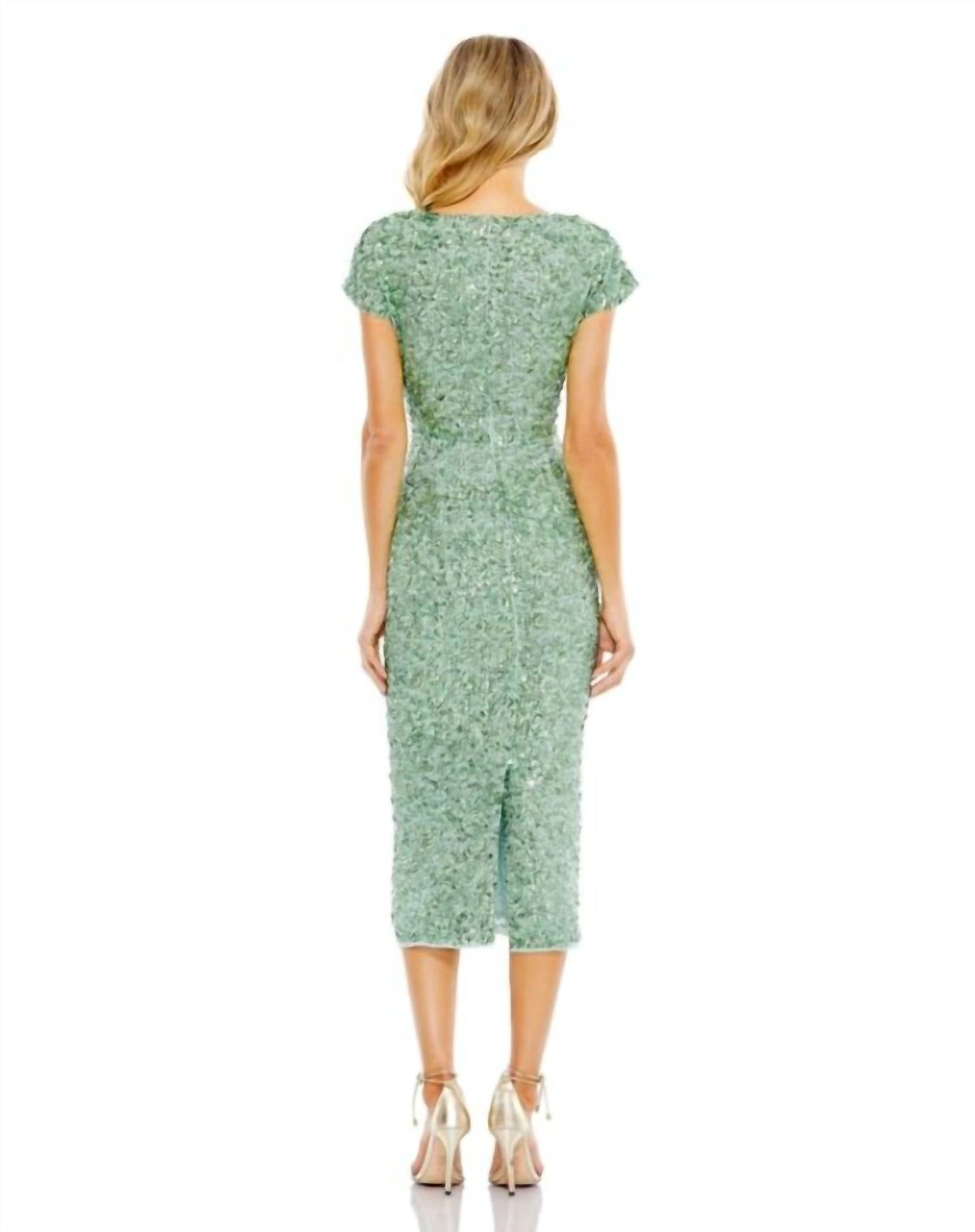 Mac Duggal - Sequined Wrap Over Cocktail Dress