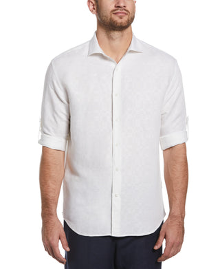 Cubavera Mens Woven Linen Button-Down Shirt