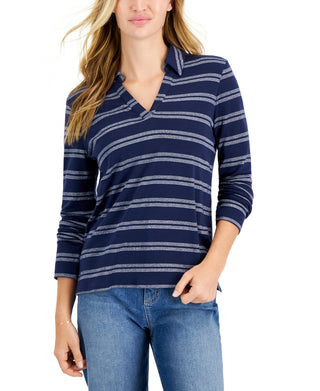 Charter Club Womens SplitNeck Collared Top Created for Macys