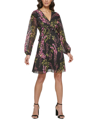 Kensie Women's V-Neck Mini Fit & Flare Dress