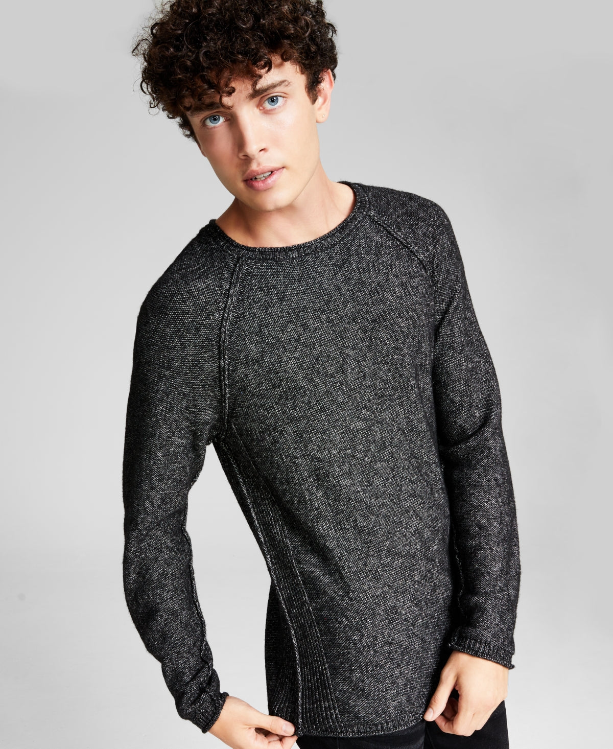 Men's Raglan Crewneck Stonewashed Sweater