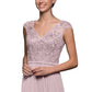 Marsoni By Colors - Women's Embellished V-neck Chiffon A-line Dress