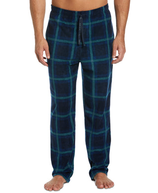 Mens Windowpane Plaid Textured Fleece Pajama Pants