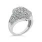 Sterling Silver 1 Cttw Diamond Pear-Shaped Triple Halo Cluster Ring