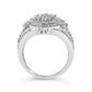 Sterling Silver 1 Cttw Diamond Pear-Shaped Triple Halo Cluster Ring