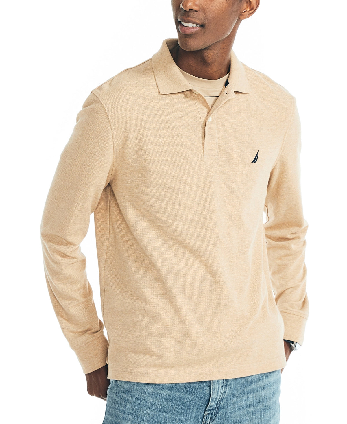 Nautica Men's Classic Fit Long Sleeve Deck Polo