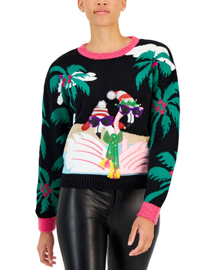 Hooked Up by Iot Juniors Sequined Embroidered Sweater