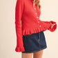 &Merci - Catch My Charm Ruffle Hem Sweater Cardigan
