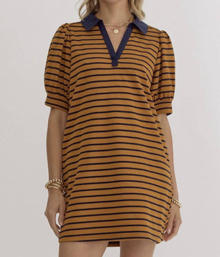 Entro - Stripe Collared Mini Dress