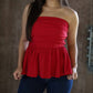 Tcec - Women's Good Times Strapless Peplum Top