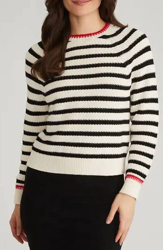 525 America - Marina Striped Texture Pullover Top