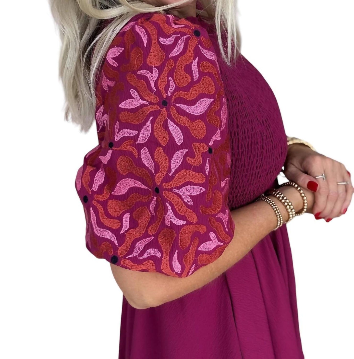 Entro - Stitched Puff Sleeve Dress